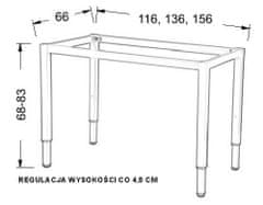 STEMA Rám stolu NY-A057/K nastavitelný, 156x66 cm, alu