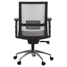 STEMA Otočná kancelářská židle RIVERTON. Má hliníkovou základnu, měkká kolečka, nastavitelné područky a bederní opěrku. Nastavitelné sedadlo. Synchronní mechanismus. Síťovaná zádová opěrka.