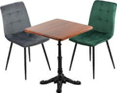 STEMA Židle CN-6004 na kovovém černém rámu. Pro obývací pokoj, jídelnu, kuchyni, restauraci. Sedák a opěrák čalouněné sametovou látkou. Má plastové nožky. Houba o hustotě 25 kg/m3. Šedá barva.