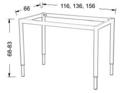 STEMA Nastavitelný rám stolu NY-A057/O, 116x66 cm, alu