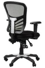 STEMA Otočná kancelářská židle HG-0001. Má nylonovou základnu, měkká kolečka, nastavitelné područky, nastavitelné sedadlo (úhel), nastavitelné opěradlo (nahoru a dolů). Černá barva.
