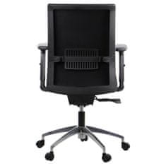 STEMA Otočná kancelářská židle RIVERTON. Má hliníkovou základnu, měkká kolečka, nastavitelné područky a bederní opěrku. Nastavitelné sedadlo. Synchronní mechanismus. Černá barva.