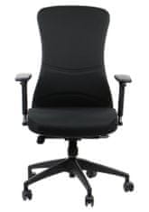 STEMA Otočná ergonomická kancelářská židle KENTON pro domácnost i kancelář. Má nylonovou základnu, měkká kolečka, nastavitelné područky a synchronní mechanismus. Nastavitelné sedadlo. Černá barva.