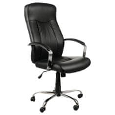 STEMA Otočná ergonomická kancelářská židle ZN-9152 pro domácnost i kancelář. Má chromovanou základnu a područky, měkká kolečka a TILT mechanismus. Vysoce kvalitní PU čalounění. Černá barva.