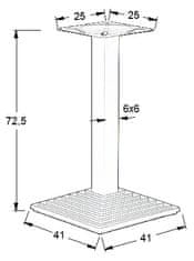 STEMA Litinová stolová podnož, pro domácnost, restauraci, hotel, SH-5014-1/60/B, černá, výška 72,5 cm, rozměry spodního prvku 41x41 cm - rám stolu, stůl