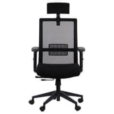 STEMA Otočná kancelářská židle RIVERTON. Má nylonovou základnu, měkká kolečka, nastavitelné područky, hlavovou a bederní opěrku. Nastavitelné sedadlo. Synchronní mechanismus. Černá barva.