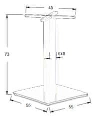 Kovová stolová podnož pro domácnost, restauraci, hotel SH-5002-7/B, černá, výška 73 cm, spodní prvek 55x55 cm - rám stolu, stůl