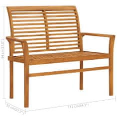 Vidaxl Zahradní lavice s červenou poduškou 112 cm masivní teak