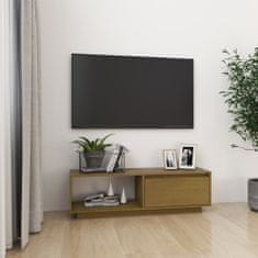 Vidaxl TV stolek medově hnědý 110 x 30 x 33,5 cm masivní borové dřevo