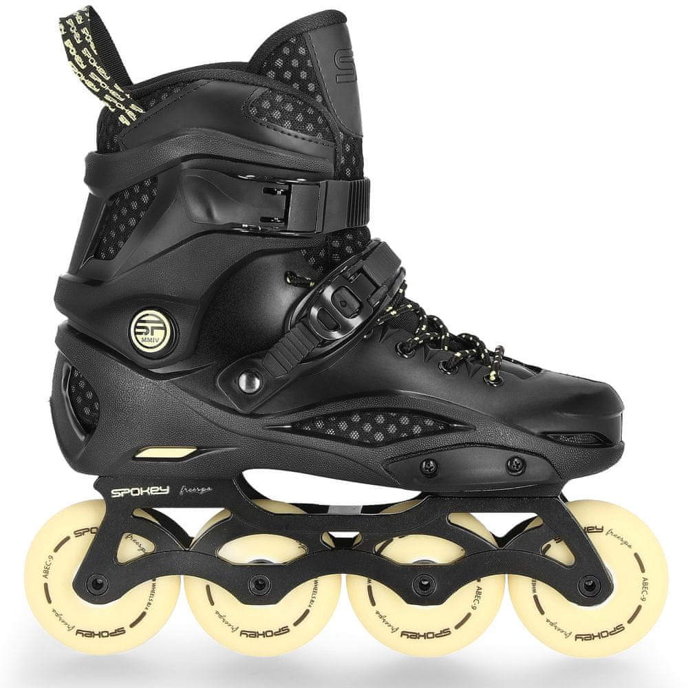 Spokey FREESPO Freeskate kolečkové brusle, ABEC9 Chrome černá 38/39