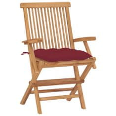 Greatstore Zahradní židle s vínovými poduškami 8 ks masivní teak