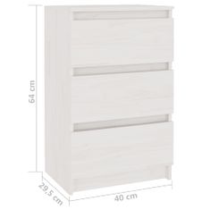 Greatstore Noční stolky 2 ks bílé 40 x 29,5 x 64 cm masivní borové dřevo