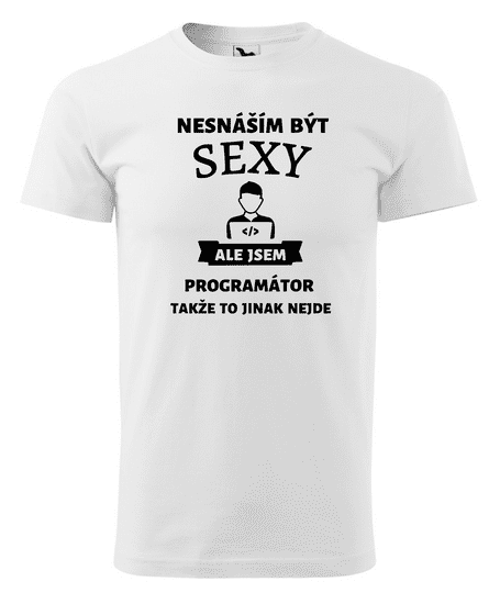 Fenomeno Pánské tričko Sexy programátor - bílé Velikost: XL