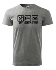 Fenomeno Pánské tričko Eat sleep(fotograf) - šedé Velikost: XL