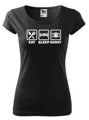 Fenomeno Dámské tričko Eat sleep(fotografka) - černé Velikost: XS