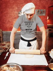 Fenomeno Pánské tričko Sexy kuchař - šedé Velikost: 3XL