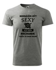 Fenomeno Pánské tričko Sexy mechanik - šedé Velikost: XL
