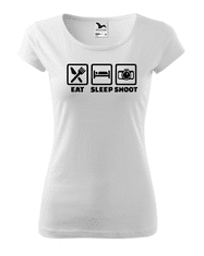 Fenomeno Dámské tričko Eat sleep(fotografka) - bílé Velikost: XS