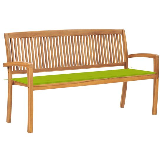 Greatstore Stohovatelná zahradní lavice s poduškou 159 cm masivní teak