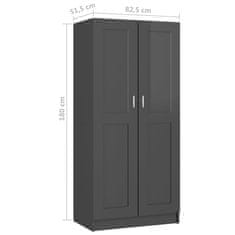 Greatstore Šatní skříň šedá s vysokým leskem 82,5x51,5x180 cm dřevotříska