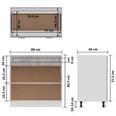 Greatstore Spodní skříňka zásuvka betonově šedá 80x46x81,5 cm dřevotříska