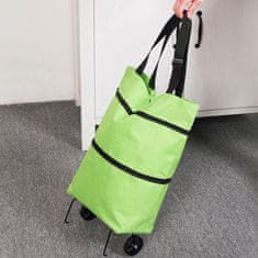 Netscroll Skládací nákupní taška s kolečky, která slouží také jako módní doplněk, vynikající také na pláž, kapacita 23L, voděodolná, skládací kolečka, zesílené dno, ShoppingBag