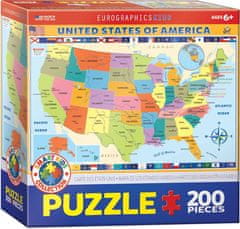 EuroGraphics Puzzle Mapa Spojených států Amerických 200 dílků