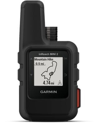 Turistická odolná GPS navigace satelitní komunikátor do terénu Garmin inReach Mini 2 GPS voděodolná, na kolo kvalitní navigace outdoor navigace výčeúčelová GPS navigace li-Ion dobíjecí baterie IPX7 odolnost odolná navigace monochromatický podsvícený displej profesioální navigace výdrž 40 dní výdrž 30 dní vojenská odolnost MIL-STD-810 technologie InReach Iridium GEOS IERCC SOS komunikace SOS tlačítko MapShare online sledování polohy sdílení polohy odlehlá oblast satelintní komunikátor výpravy odlehlá lokalita Rozhraní USB-C Funkce TracBack 1000 bodů