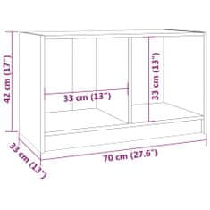 Vidaxl TV stolek šedý 70 x 33 x 42 cm masivní borové dřevo