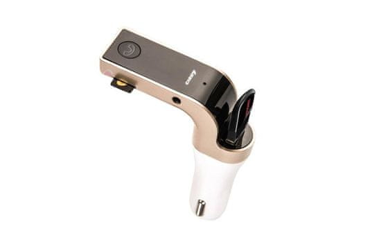 commshop Bluetooth FM Transmitter, na USB a micro SD karty - stříbrná