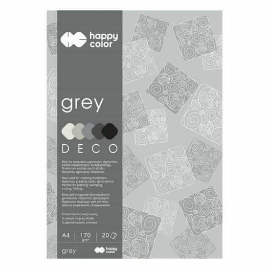 Happy Color Sada jednobarevných papírů deco grey (20listů,170g/m2) a4