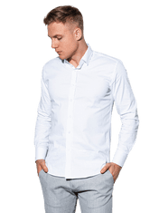 OMBRE Pánská slim-fit košile s dlouhým rukávem K504 - bílá - M