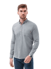 OMBRE Pánská košile s dlouhým rukávem K490 - šedá - L