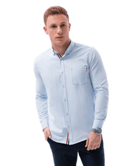 OMBRE Pánská košile s dlouhým rukávem K490 - blankytně modrá - L