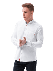 OMBRE Pánská košile s dlouhým rukávem K490 - bílá - XXL
