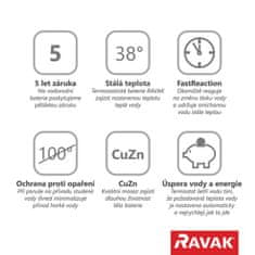 Ravak CR 063.00 Termostatická podomítková baterie Chrome vanová/sprchová s přepínačem