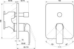 Ravak FL 065.00 Podomítková baterie Flat s přepínačem pro R-box