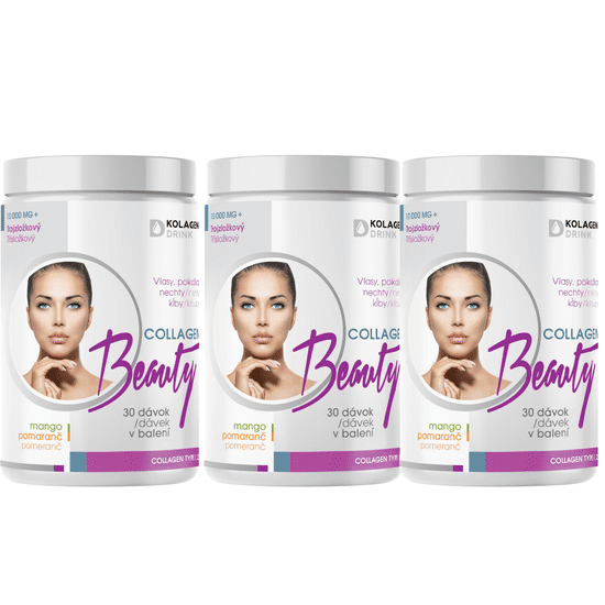 KolagenDrink 90-denní program Collagen Beauty třísložkový (typ 1, 2 & 3) rybí hydrolyzovaný kolagen 3 x 330 g