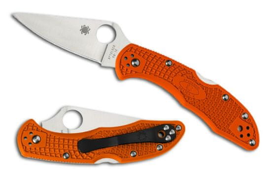 Spyderco C11FPOR Delica 4 Lightweight Flat Ground kapesní nůž 7,5 cm, oranžová, FRN