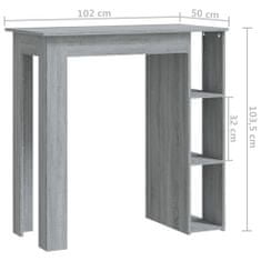 Vidaxl Barový stůl s regálem šedý sonoma 102 x 50 x 103,5 cm kompozit