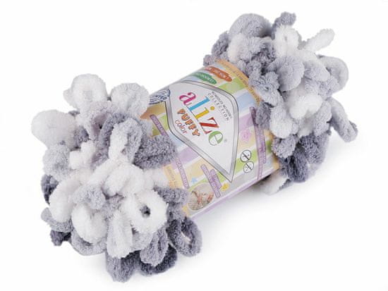 Kraftika 1ks (5925) šedá pletací příze alize puffy color 100 g