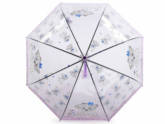 Kraftika 1ks fialová dívčí průhledný vystřelovací deštník pejsek