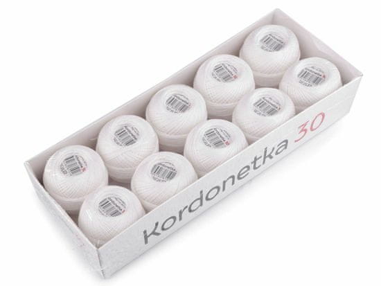 Kraftika 10ks 30 bílá příze kordonetka 20 g, vyšívací háčkovací