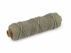 Kraftika 50m zelená khaki světlá bavlněná šňůra macrame 3 mm