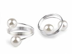 Kraftika 2ks tříbrná kroužek na ubrousek s perlou