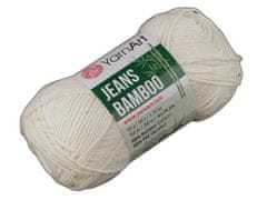 Kraftika 1ks (102) krémová nejsvět. pletací příze jeans bamboo 50 g,