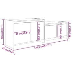 Vidaxl TV skříňka hnědý dub 146,5 x 35 x 50 cm kompozitní dřevo