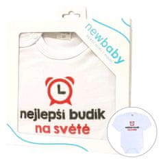 NEW BABY Body s potiskem New Baby nejlepší budík na světě - dárkové balení 74 (6-9m)