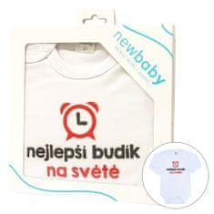 NEW BABY Body s potiskem New Baby nejlepší budík na světě - dárkové balení 50