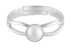 Kraftika Kovový prsten s bílou perličkou, postříbřený (925)